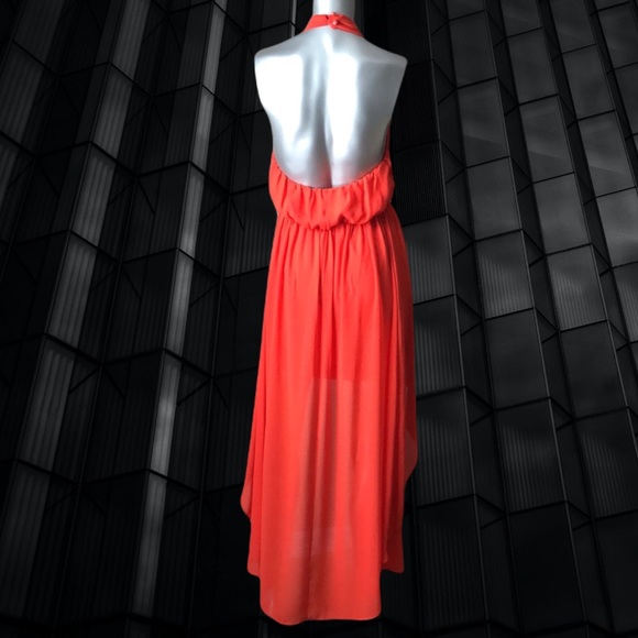 High Low Double Zero Asymmetrical Midaxi Halter Dress - Picture 7 of 9